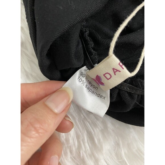 Darong Womens Long Sleeves Shirt Black Off The Shoulder Ruched Size M - Picture 2 of 10